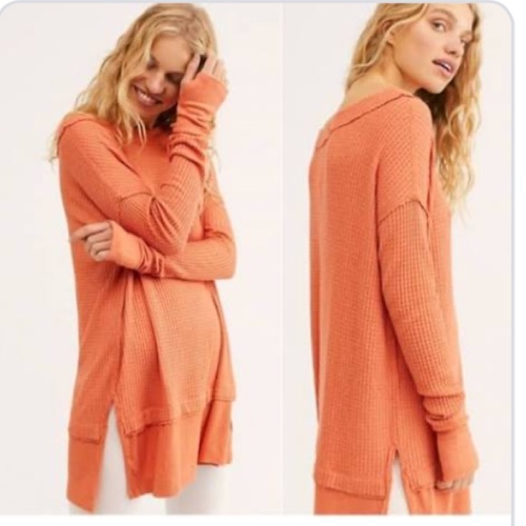 Free People Tops - Free People North Shore Coral Thermal Tunic M NWT